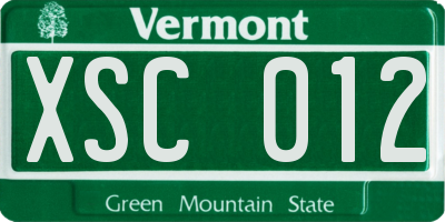 VT license plate XSC012