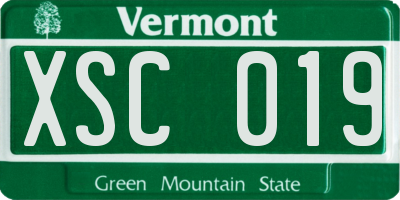 VT license plate XSC019