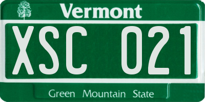 VT license plate XSC021