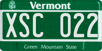 VT license plate XSC022