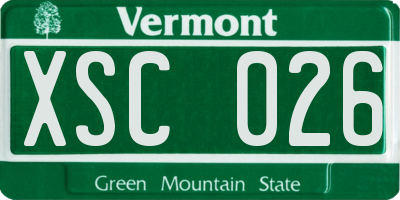 VT license plate XSC026