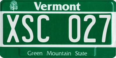 VT license plate XSC027