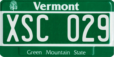 VT license plate XSC029