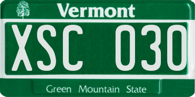 VT license plate XSC030