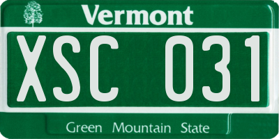 VT license plate XSC031