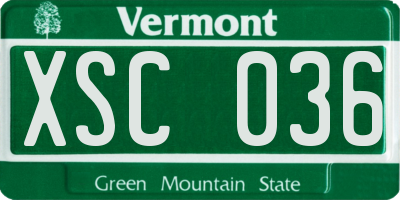 VT license plate XSC036