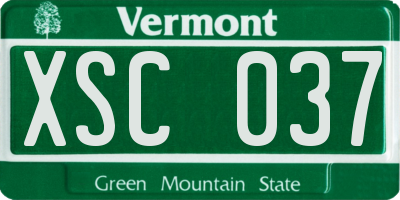 VT license plate XSC037