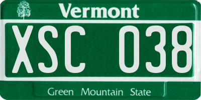 VT license plate XSC038