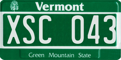 VT license plate XSC043