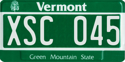 VT license plate XSC045