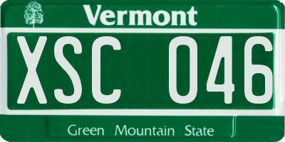 VT license plate XSC046