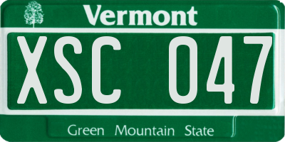 VT license plate XSC047