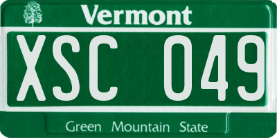 VT license plate XSC049