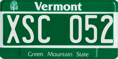 VT license plate XSC052