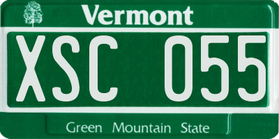 VT license plate XSC055