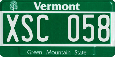 VT license plate XSC058