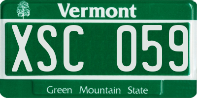VT license plate XSC059
