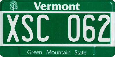 VT license plate XSC062