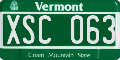 VT license plate XSC063