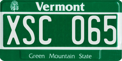 VT license plate XSC065
