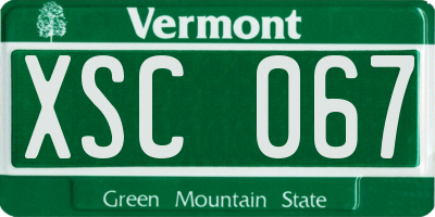 VT license plate XSC067