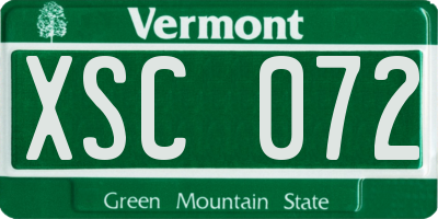 VT license plate XSC072