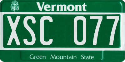 VT license plate XSC077