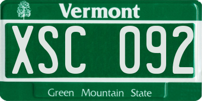 VT license plate XSC092