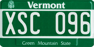 VT license plate XSC096