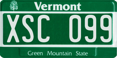 VT license plate XSC099