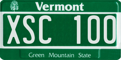 VT license plate XSC100