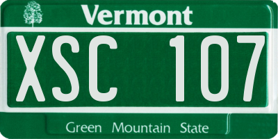 VT license plate XSC107