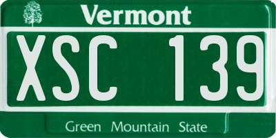 VT license plate XSC139