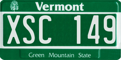 VT license plate XSC149