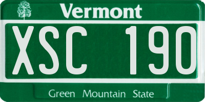 VT license plate XSC190