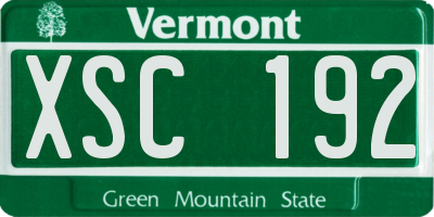 VT license plate XSC192