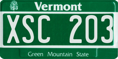 VT license plate XSC203