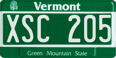 VT license plate XSC205