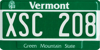 VT license plate XSC208
