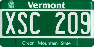 VT license plate XSC209