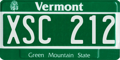 VT license plate XSC212