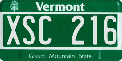 VT license plate XSC216