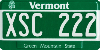VT license plate XSC222