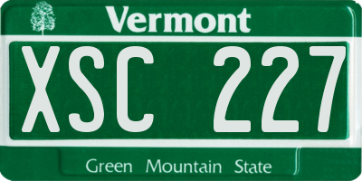 VT license plate XSC227