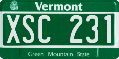 VT license plate XSC231