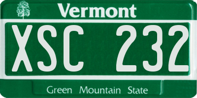 VT license plate XSC232