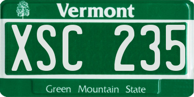 VT license plate XSC235