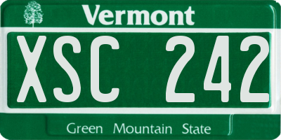 VT license plate XSC242