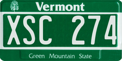 VT license plate XSC274