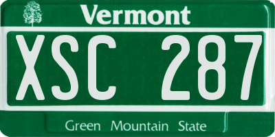 VT license plate XSC287